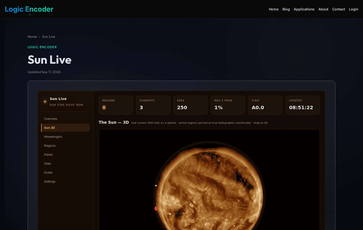 Sun Live — real-time solar imagery