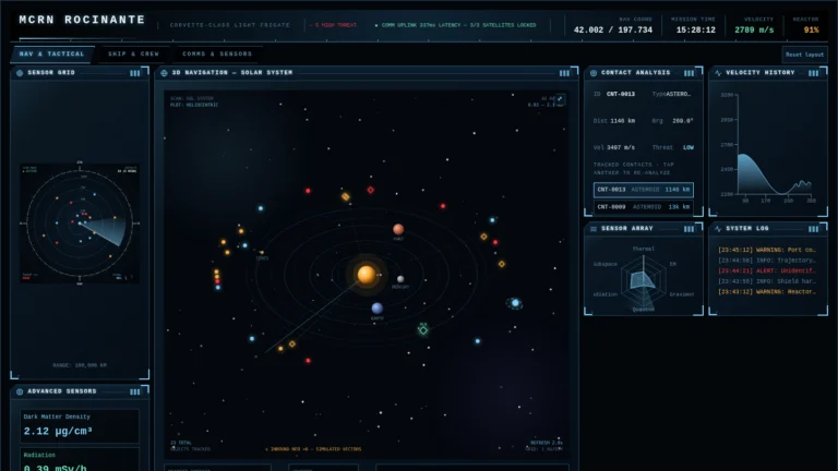 Rocinante Command Center — actual application interface