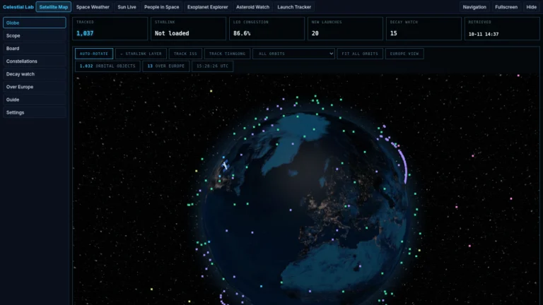 Celestial Lab — actual application interface